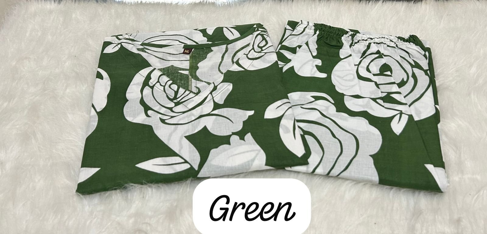 Green Cotton Co-ords set with Mega Sleeves